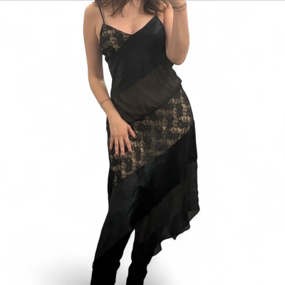 EXPRESS vintage silk bias cut slip dress with lace trim XS/S - Picture 4 of 12